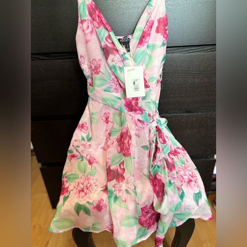 Floral V-Neck Wrap Mini Dress